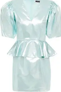 ROTATE BIRGER CHRISTENSEN Mindy metallic woven peplum mini dress size 38