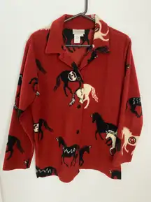 Vintage 90s  Red Equestrian Sweater