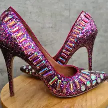 Galaxxie Glitzy Glam Fuchsia Pink Stiletto High Heel Heels size 5.5