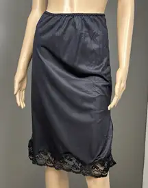 Vintage Bestform Half Slip Skirt Size Small Black Wide Lace Side Slit Antron