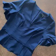 Maggy London Peplum Blouse in Navy Blue - size large