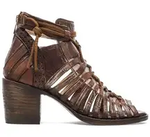 Freebird Wazee Bootie Sandal Brown Sz 7 Cowgirl western boho distressed