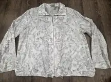 Chic's Metallic Silver White Full Zip Thin Windbreaker Jacket Size 3 - XL 16/18