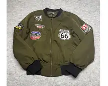 Casting Jacket Womens Small Bomber Patch Route 66 State Champions‎ Butterfly DJ
