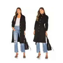 Amuse Society X Revolve Ginger Woven Trench Jacket Black Belted light weight L