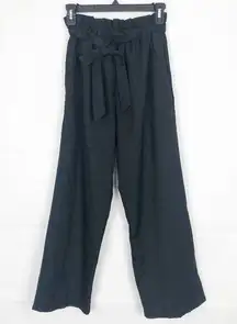 Aphrodite Black Paper Bag Wide Leg Crop Pants Size Small