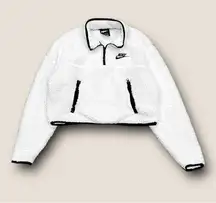 ★ Nike Sportswear Cropped Sherpa Quarter Zip White & Black Sweater ★