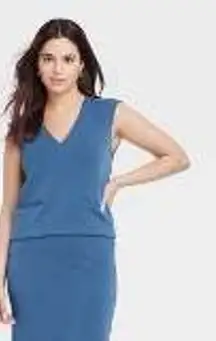 A New‎ Day Women's XL Sleeveless Vest Top & Midi Skirt Set Blue