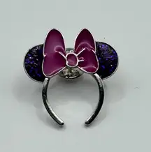Loungefly / Disney - Minnie Mouse - Headband Pin - Purple Glitter with Pink Bow