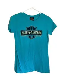 Harley-Davidson Womens Turquoise Rock-N-Roll City Cleveland Ohio Graphic Tee M 1