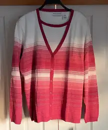 Alfred Dunner Pink and White Ombre Cardigan. Size 2X