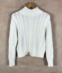 BANANA REPUBLIC Winter White Cotton/Wool Blend Mockneck Sweater Size Small