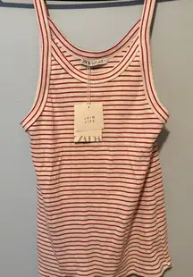 Zara NWT Red and White Striped Women's Tank Top: Size Large