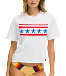 Aviator Nation Boyfriend Tee Shirt Stars XS Crop T Shirt