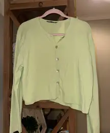 Spring Green Cardigan Sweater