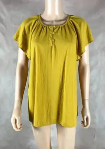 VISION USA Flutter Sleeve Golden Yellow Soft Top Size SMALL