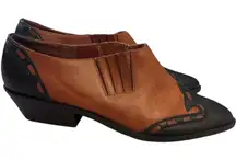 Vintage Footgear Two-Tone Leather Western Shootie Brown Black Cowgirl Boho Retro