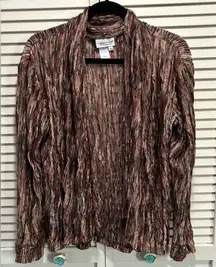 Coldwater Creek Open Front Cardigan Burgundy Brown Tan Cream‎ XS Long Sleeve