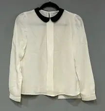 Mango Bluson Babydoll collar‎ black white blouse NWT size 2