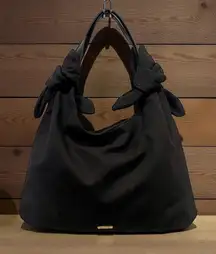 Rachel Zoe Black Fabric Shoulder Bag w/ Knot Ties & Gold Hardware for Women