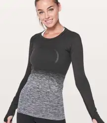 Lululemon Womens Short Top Swiftly Tech Gray Black Long Sleeve Size 4