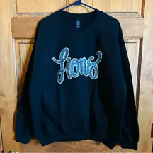 Detroit Lions sweatshirt! Glitter sequin bedazzled, lions logo crewneck sweater!