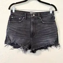 Mom High Rise Distressed Cutoff Raw Hem Denim Jean Shorts