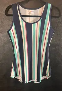 LuLaRoe Blue Stripe Tank Top‎ Size Medium