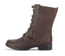 UGG Australia Marela Dark Lace-Up Leather Booties, Chestnut Size 7 Retail $225