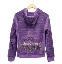 Juicy Couture Dewberry Purple Bling Velour Crown Crest Zip Hoodie Y2K Vintage L