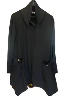 bulotus Black sweatshirt dress/tunic 
Large collar w/drawstring
Size large