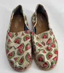 TOMS Women's Watermelon Print Canvas Slip On Espadrille Flats Shoes Size 6