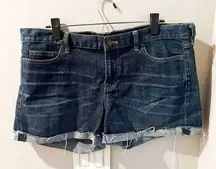 J. Crew Shorts Denim Hip Slung Cut Off Jean Shorts w/ Raw Cuffed Hem Sz 14 EUC
