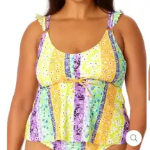 Salt + Cove patchwork tankini top swimsuit juniors size 1 (16/18)‎ Nwt