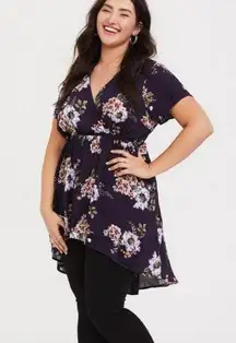 Torrid  Dark Purple Floral Gauze High Low Babydoll Tunic Women's. Size: 4X