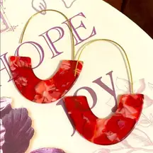 Red White Pink Acrylic Earrings