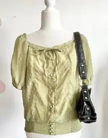 Vintage Sheer Peasant Top, Y2K Cottagecore Whimsical‎ Feminine Large