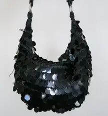 Vintage Y2K Black Sparkly Sequin Hobo Bag Purse