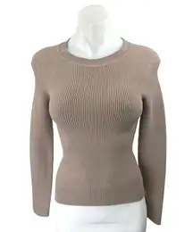 Abercrombie & Fitch Brown Tan Rib Knit Long Sleeve Pullover Sweater Shirt Top XS