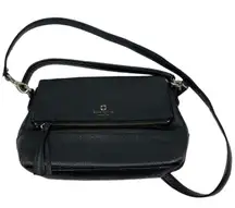 New York Mini Carmen Southport Avenue Leather Fold-Over Bag Black