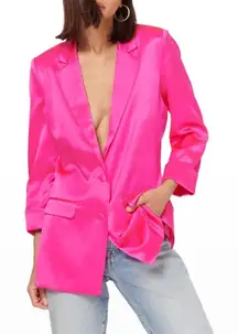Cami NYC | S | Women's Owen Silk Satin Neon Pink Luxury Oversized Blazer Jacket