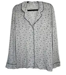 Nordstrom Gray Floral Print Long Sleeve Pajama Top Women's‎ Size Large