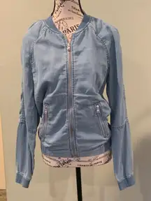 LOFT Light Denim Blue Lightweight Bomber Jacket Women’s XS Extra Small