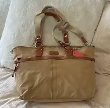 Coach Tan and coral Baby Bag with diaper changing mat