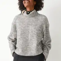 & Other Stories Gray Mélange Boxy Patch Pocket Sweater Size Large