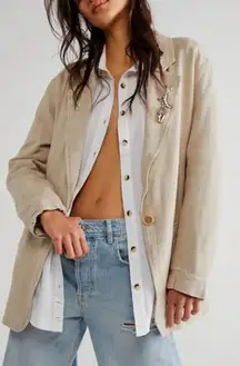 We The‎ Free Oversized Linen Blend Beckett Boyfriend Blazer Jacket in Oatmeal XS