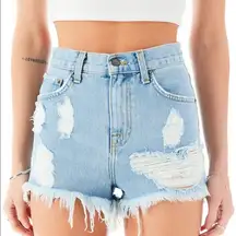 LF NWT  Carmar Blue Denim Distressed Shorts Size 25