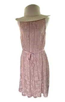 Sunday in Brooklyn Pink Embroidered Dress M Blush Sleeveless Boho Garden Wedding