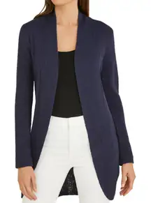 Roxy Cardigan Women Large Open Knit Draped Open Front Lightweight‎ Blue Beach