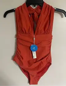 NWT Women’s Cupshe 1 Piece Swimsuit Open Back Orange Size XS